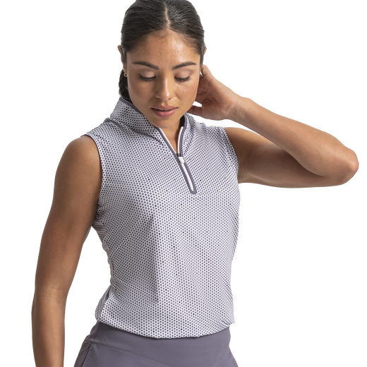 Short Sleeve Zip Front Printed