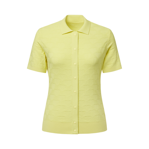 Patterned Open-Collar Polo Shirt Women