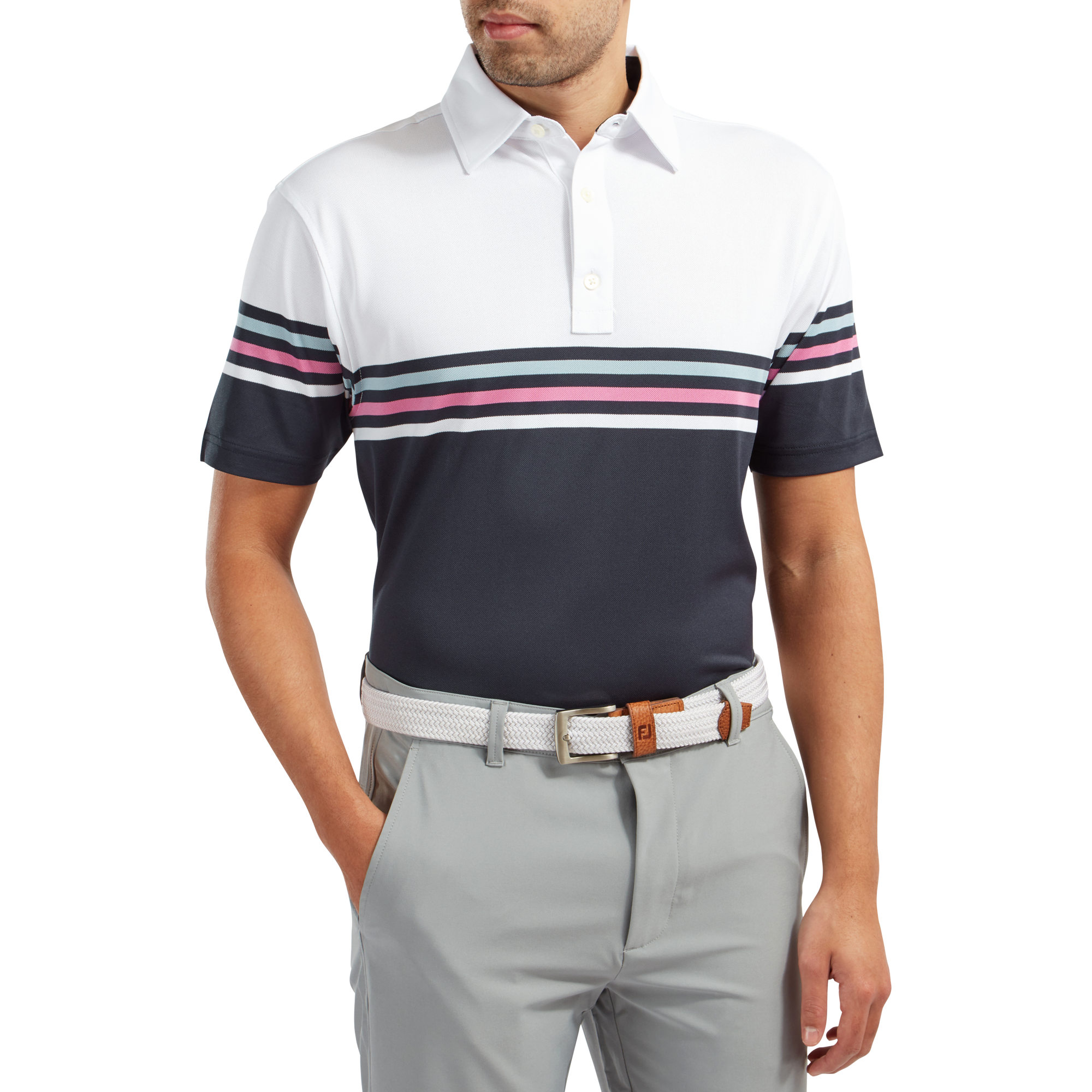 Stretch Pique Colour Block