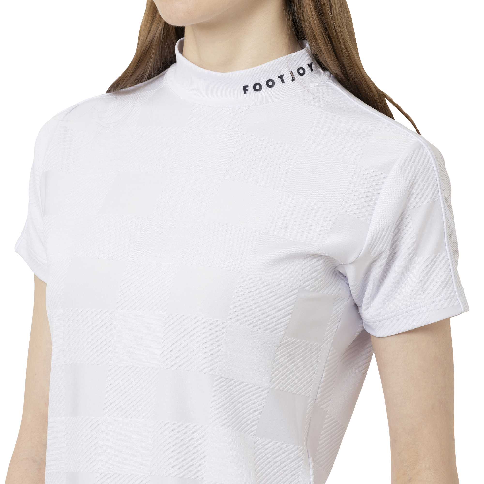 Short Sleeve Jacquard Mock Shirts Women