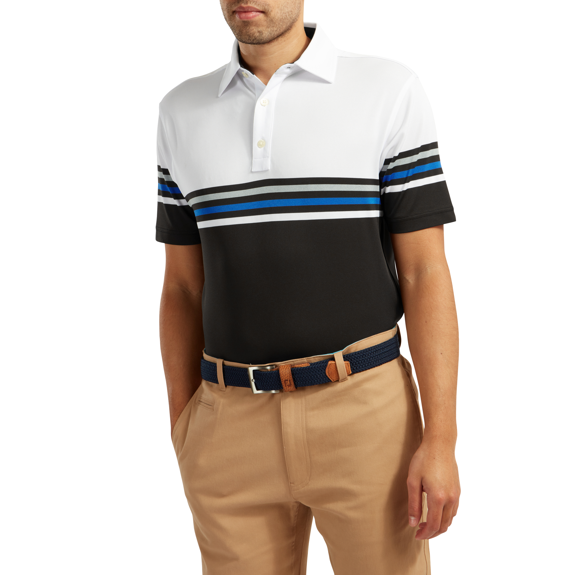 Stretch Pique Colour Block