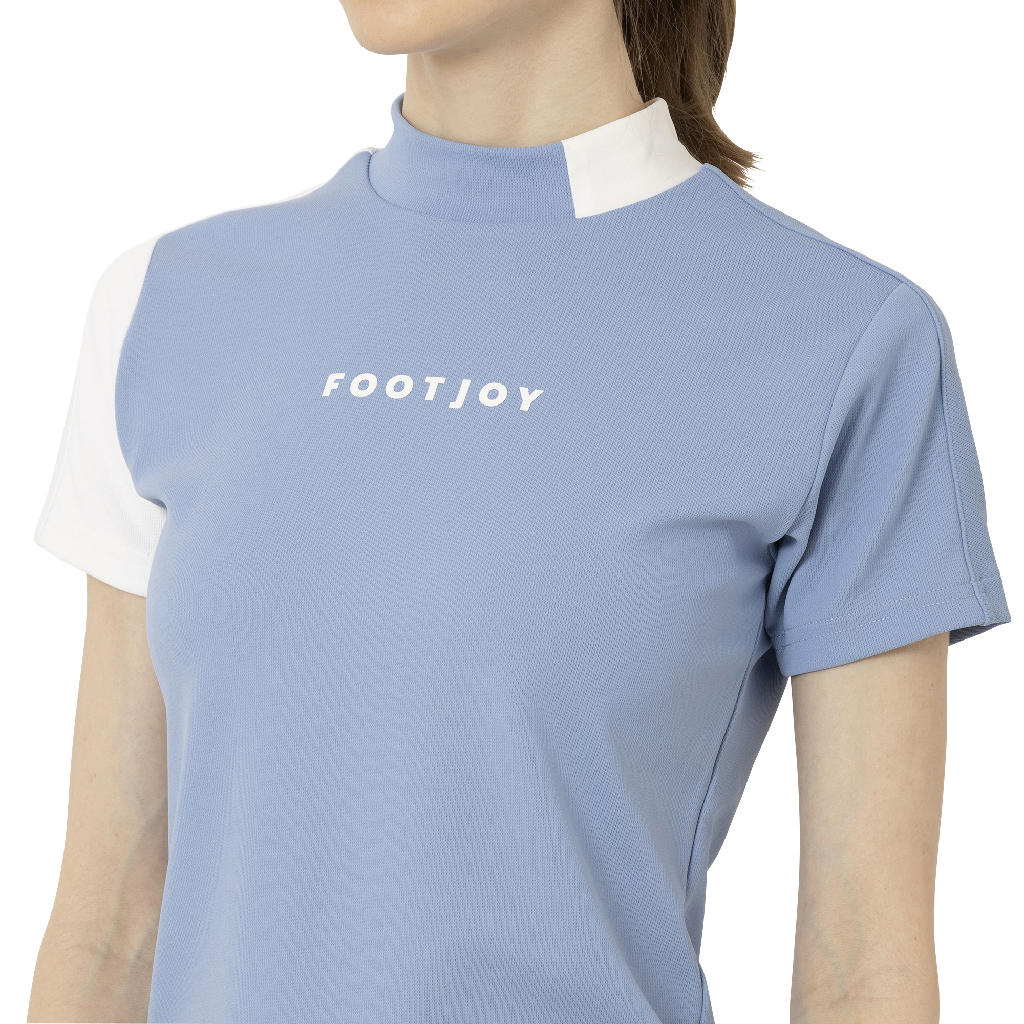 Short Sleeve Logo Mock Neck Shirts Women