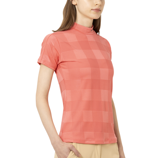 Short Sleeve Jacquard Mock Shirts Women
