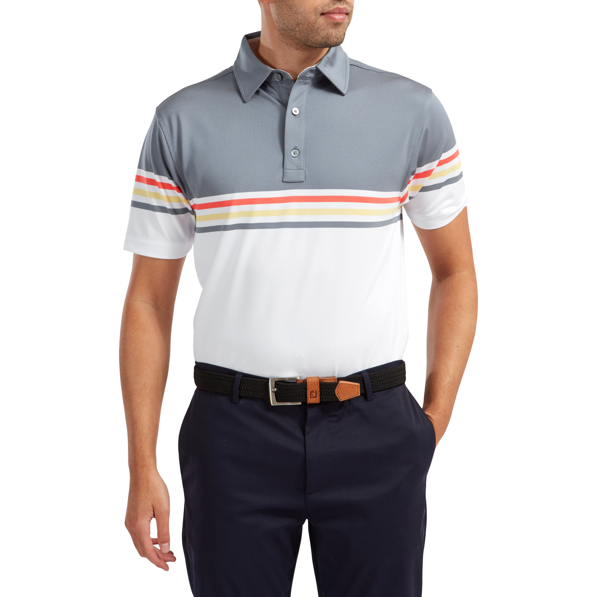 Stretch Pique Colour Block